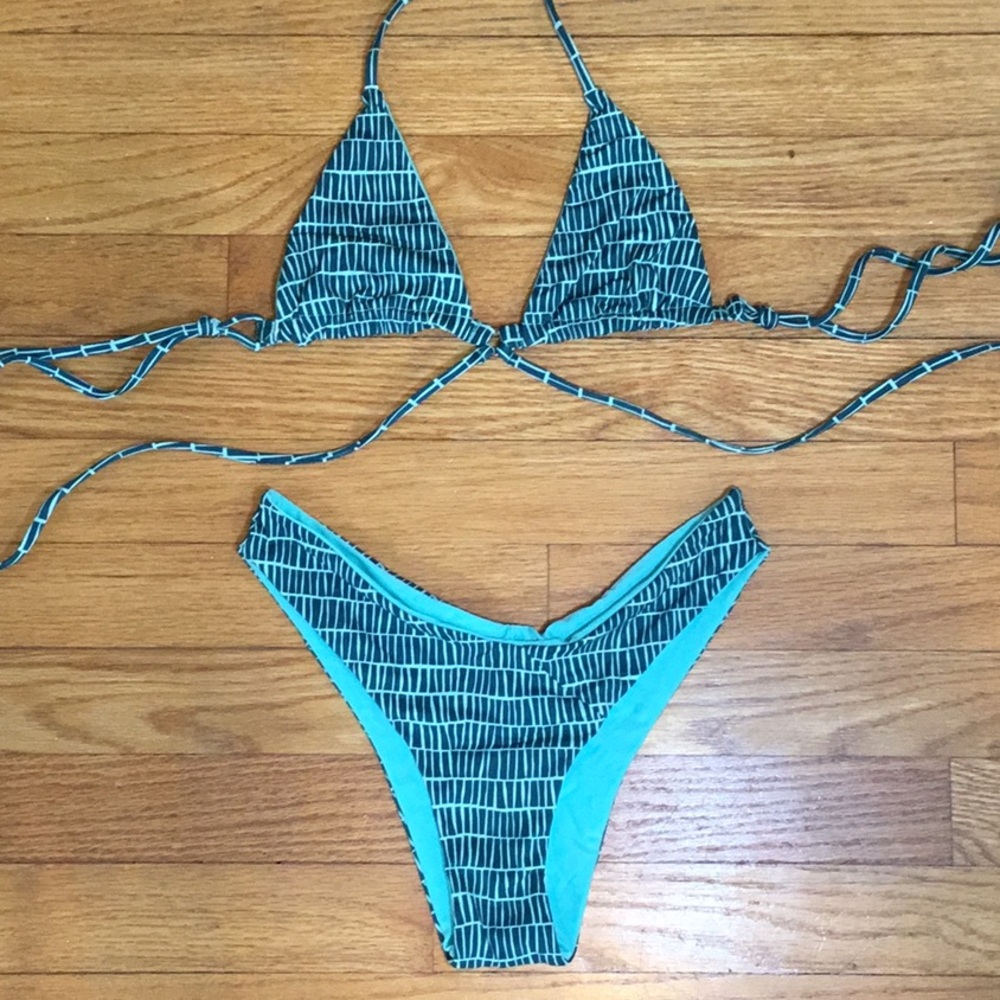 POEMA SWIM Vibrant Blue Triangle Bikini with High-Cut Bottoms